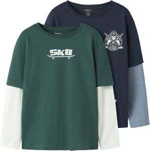 NAME IT Shirt 'NKMVARTO'  navy / opaal / spar / wit