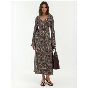 Hiccup Jurk  chocoladebruin / wit