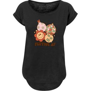 F4NT4STIC Shirt 'Festive AF Christmas Tree Balls'  zwart