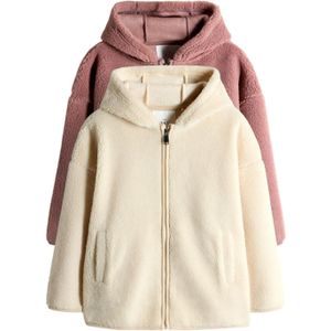 The Set Fleece jas  pink / wit