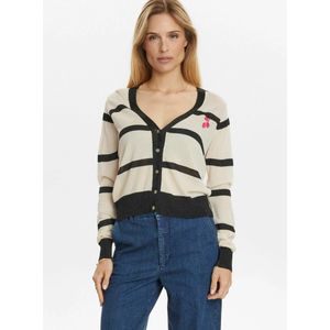 NÜMPH Gebreid vest 'NUSLITTA'  ecru / pink / zwart