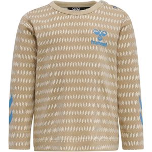 Hummel - Shirt - Beige - Lange Mouwen - Ronde Hals - Logoprint