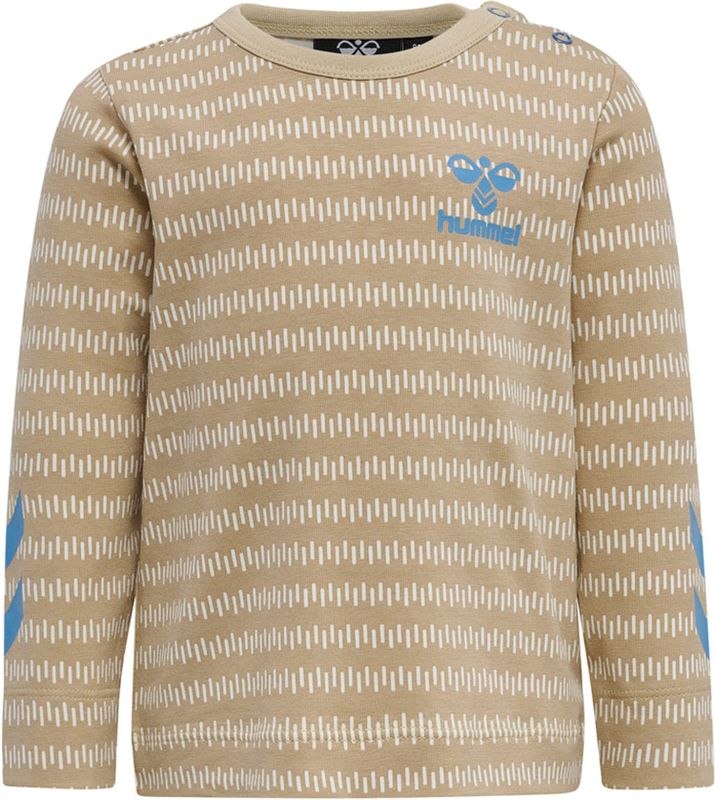 Hummel - Shirt - Beige - Lange Mouwen - Ronde Hals - Logoprint