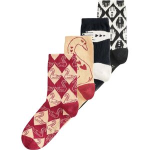 Rockett St George Sokken 'Swan'  beige / donkerrood / zwart / wit