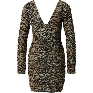 EDITED Jurk 'Nandina'  bruin / zwart