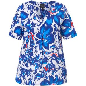 Ulla Popken Blouse  kobaltblauw / azuur / rood / wit