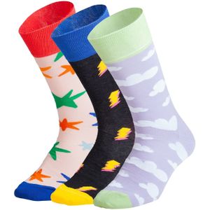 DillySocks Sokken 'Sky Sparks'  blauw / pastelgroen / rood