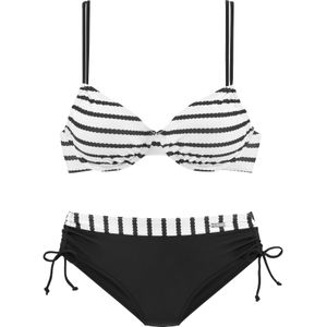 Look - Beugelbikini - Zwart - Wit - Polyamide - Met Sluiting Achter
