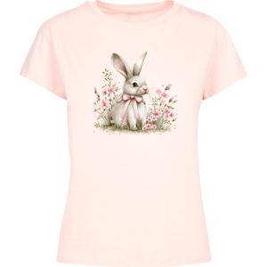 F4NT4STIC Shirt 'Niedlicher Osterhase mit Blumen'  bruin / pink / rosa