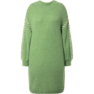 Studio Untold Gebreide jurk  lichtgroen / wolwit