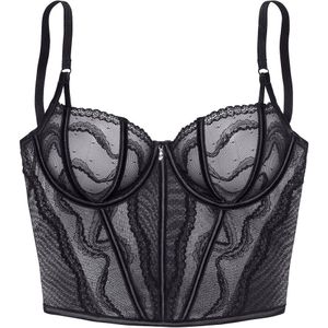 Lascana - Lijfje - Zwart - Met Beugel van Delicate Kant - Transparant Ondergoed - Lingerie