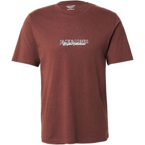 JACK & JONES Shirt 'JORBLEECKER'  navy / donkerrood / wit