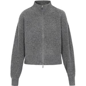 IZIA Gebreid vest  grijs gemêleerd