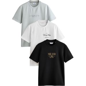 Next Shirt  pastelblauw / zwart / wit