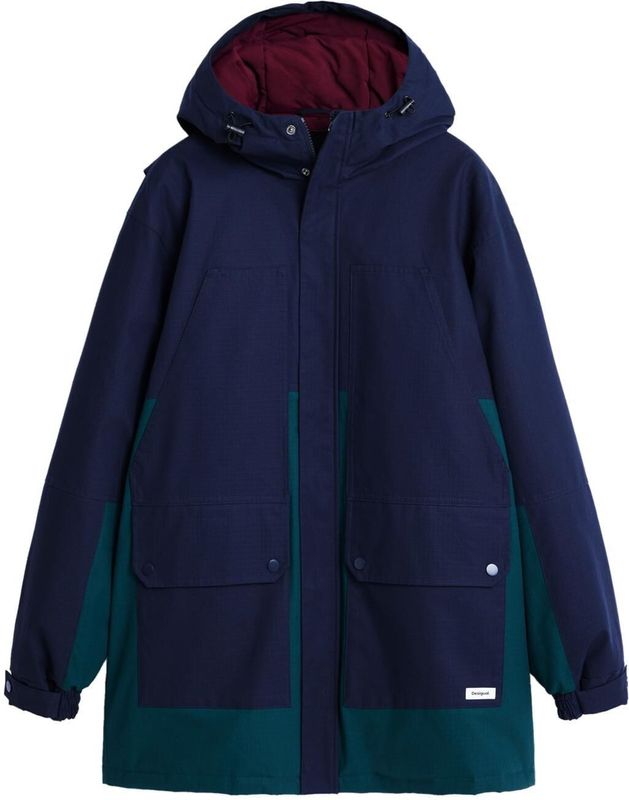 Parka - Tweekleurig - Lange Gewatteerde Jassen - Met Capuchon - Voorzakken - Gerecycled Polyester