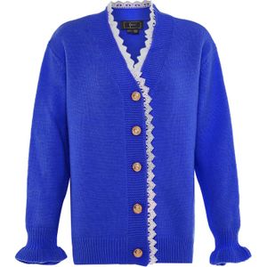 faina Gebreid vest  royal blue/koningsblauw / offwhite