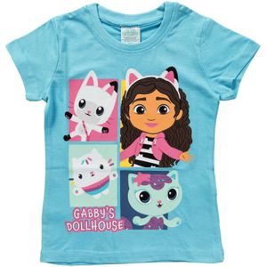 Gabby`s Dollhouse Shirt 'Gabby & Friends'  cyaan blauw / mintgroen / pink / wit