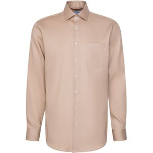 Overhemden - Zand - 100% Katoen - Regular Fit met Kentkraag