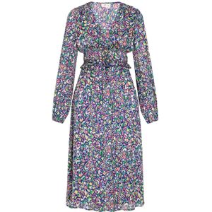 IZIA Jurk  beige / donkerblauw / geel / donkergroen