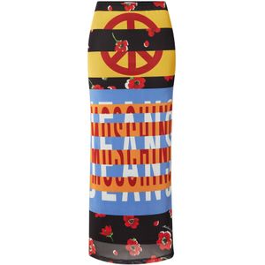 Moschino Jeans Rok  blauw denim / donkerrood / zwart / wit