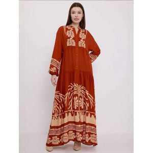 Bigdart Jurk  beige / oranjerood