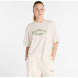 New Balance - Linear Heritage - Oversized T-shirt - Beige - Dames