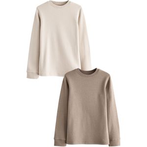 Next - Onderhemd - Beige - 2 Pack - Lange Mouw - Ronde Hals