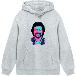 F4NT4STIC Sweatshirt 'TV Times Jeremy Beadle 1982 Pop Art'  blauw / grijs gemêleerd / lila / zwart
