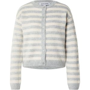 MORE & MORE Gebreid vest  ecru / lichtgrijs