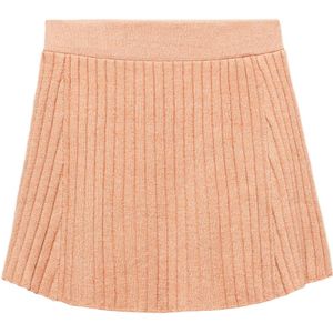 Mango Ribgebreide Rok Koraalrood