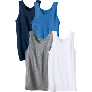 H.I.S - Hemd - Marine - Eenvoudige Basic - Set van 4 Stuks