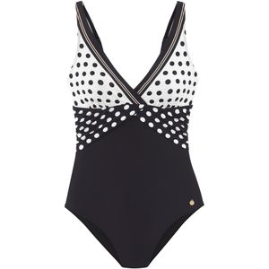 Badpak - Zwart/crème - Recycling-polyamide - Verwijderbare Softcups