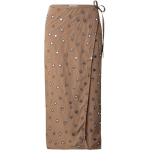 WEEKDAY Rok 'Salem'  chocoladebruin / brokaat / zilver