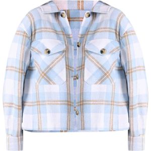 Colin's Blouse  lichtblauw / bruin / wit