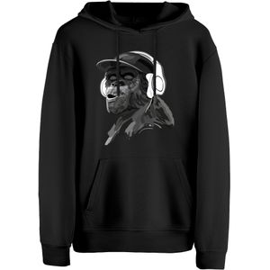 Cotton Prime Sweatshirt 'Monkey Mit DJ-Kopfhörer'  donkergrijs / zwart / wit