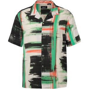 Men Plus Overhemd  grasgroen / lichtoranje / zwart / wit