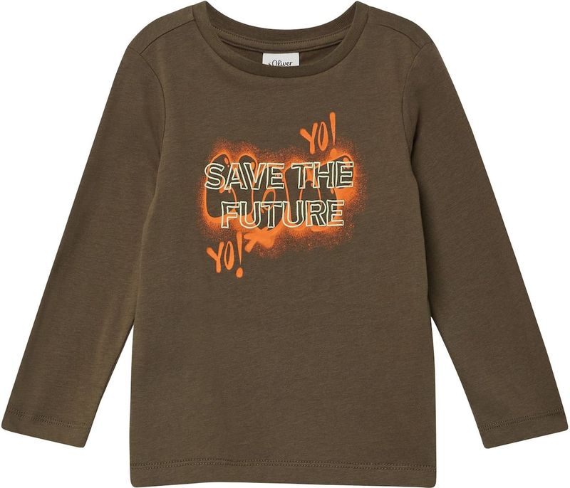 s.Oliver Shirt  bruin / oranje / wit