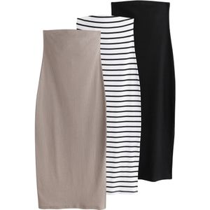 The Set Jurk  beige / zwart / wit