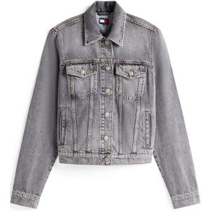 Tommy Jeans Tussenjas 'CLSSC'  grey denim / lichtrood / wit