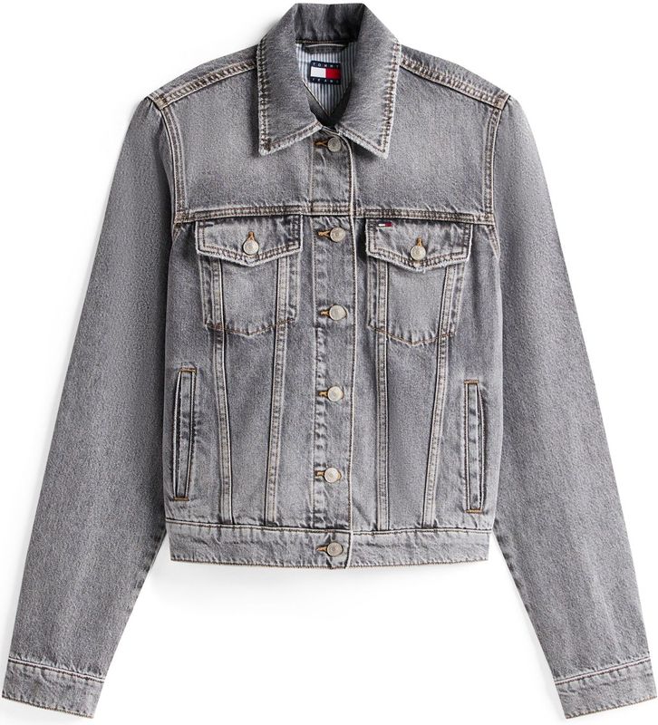 Tommy Jeans Tussenjas 'CLSSC'  grey denim / lichtrood / wit