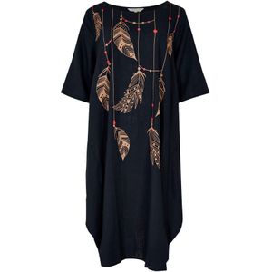 Apricot Jurk  navy / bruin / rood