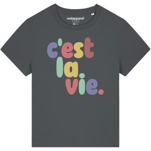 Watapparel Shirt ' c'est la vie '  antraciet / gemengde kleuren