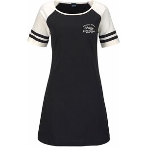 Zwart/ecru - Nachthemd - Met Print en Raglanmouwen - Ronde Hals