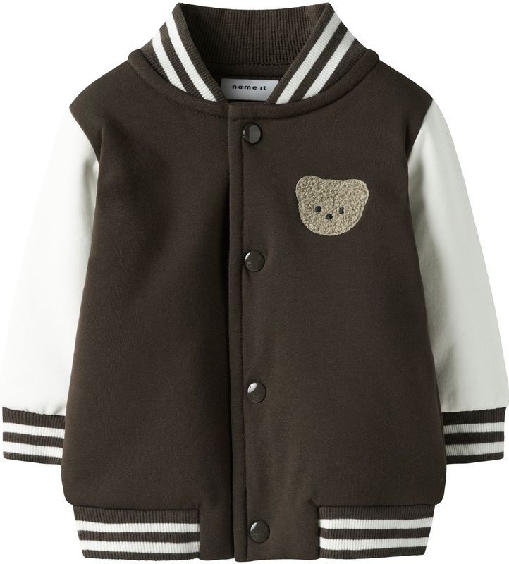 NAME IT Sweatvest 'NBMRobinson'  donkerbruin / wit