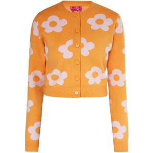 swirly Gebreid vest  mandarijn / rosé