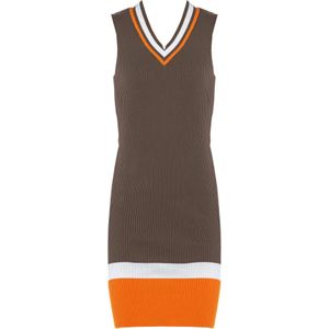 Dandalo Gebreide jurk  kaki / oranje / wit