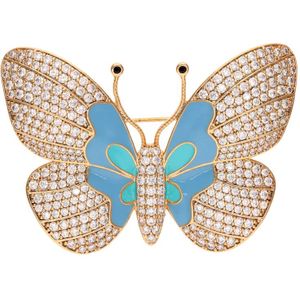 faina Broche  hemelsblauw / rose-goud