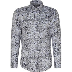 Overhemd - Blauw - 65% Katoen - Slim Fit - Lange Mouwen - Kentkraag