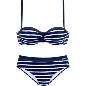 Lascana - Beugelbikini - Gestreept - Marine/Wit - Gewatteerd
