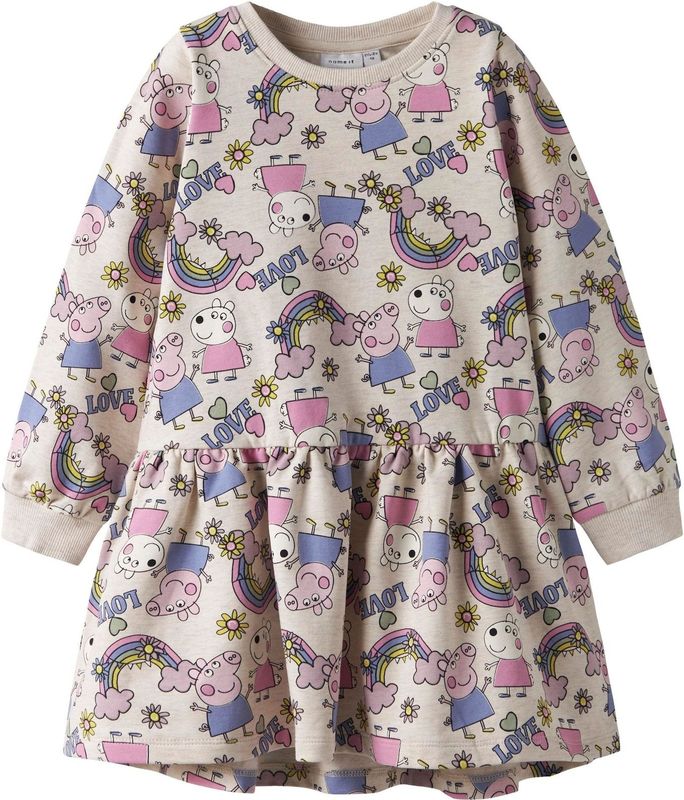 NAME IT Jurk 'Peppa Wutz'  beige gemêleerd / saffier / rosa / wit